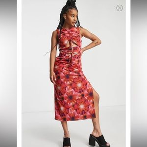 Topshop Petite Mesh Midi Dress with Ties Size XS